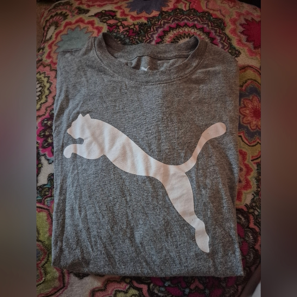 Puma Mens Heather Gray TShirt with Iconic White Logo